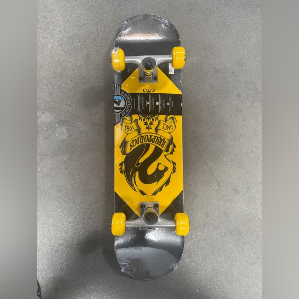Yellow and Gray Skateboard with Logo